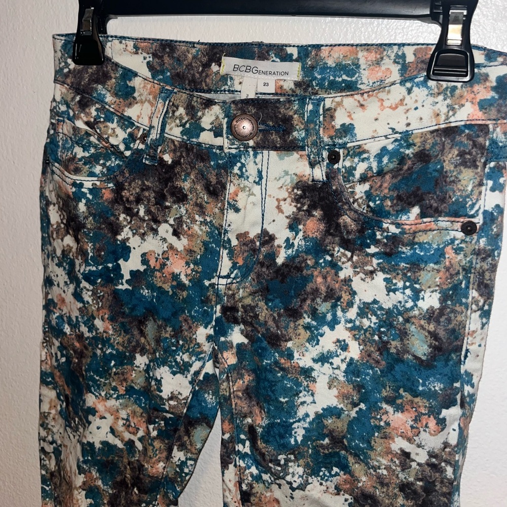 BCBGGeneration Blue and Brown Low Rise Artistic Jeans